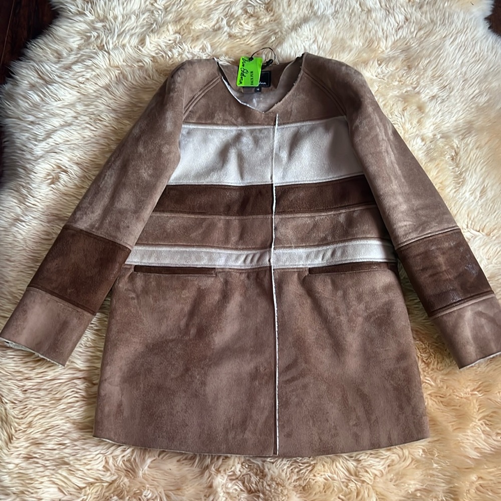 Sam Edelman  faux shearling color block coat